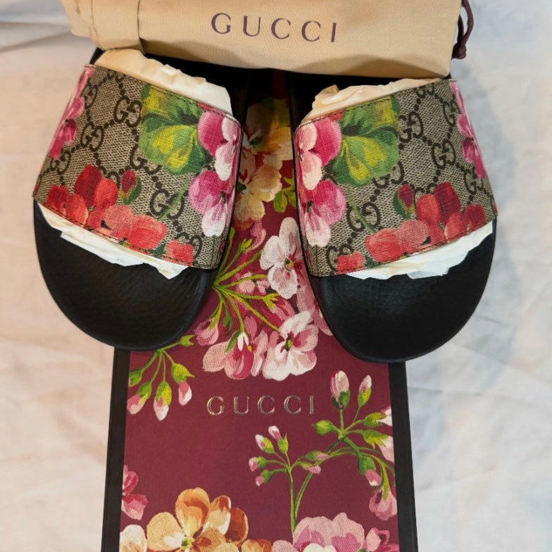 Gucci GG Blooms Supreme Floral Slides Size 36