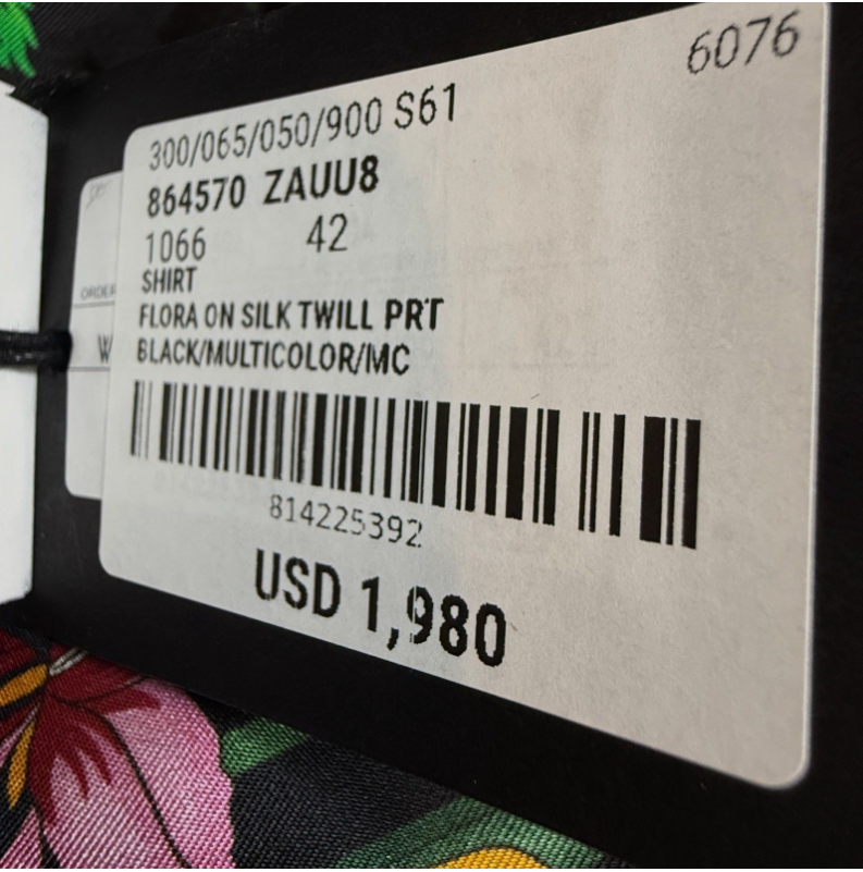 NWT Gucci Black Flora Print Silk Twill Button-Down Shirt (IT 42)