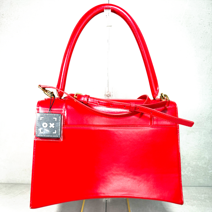 Balenciaga Hourglass Medium Top Handle Bag - Vibrant Red Leather