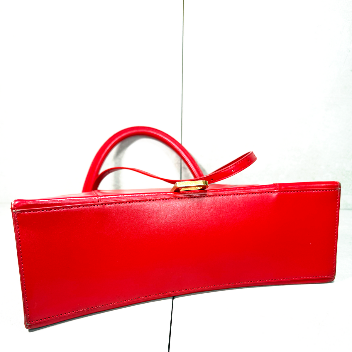Balenciaga Hourglass Medium Top Handle Bag - Vibrant Red Leather