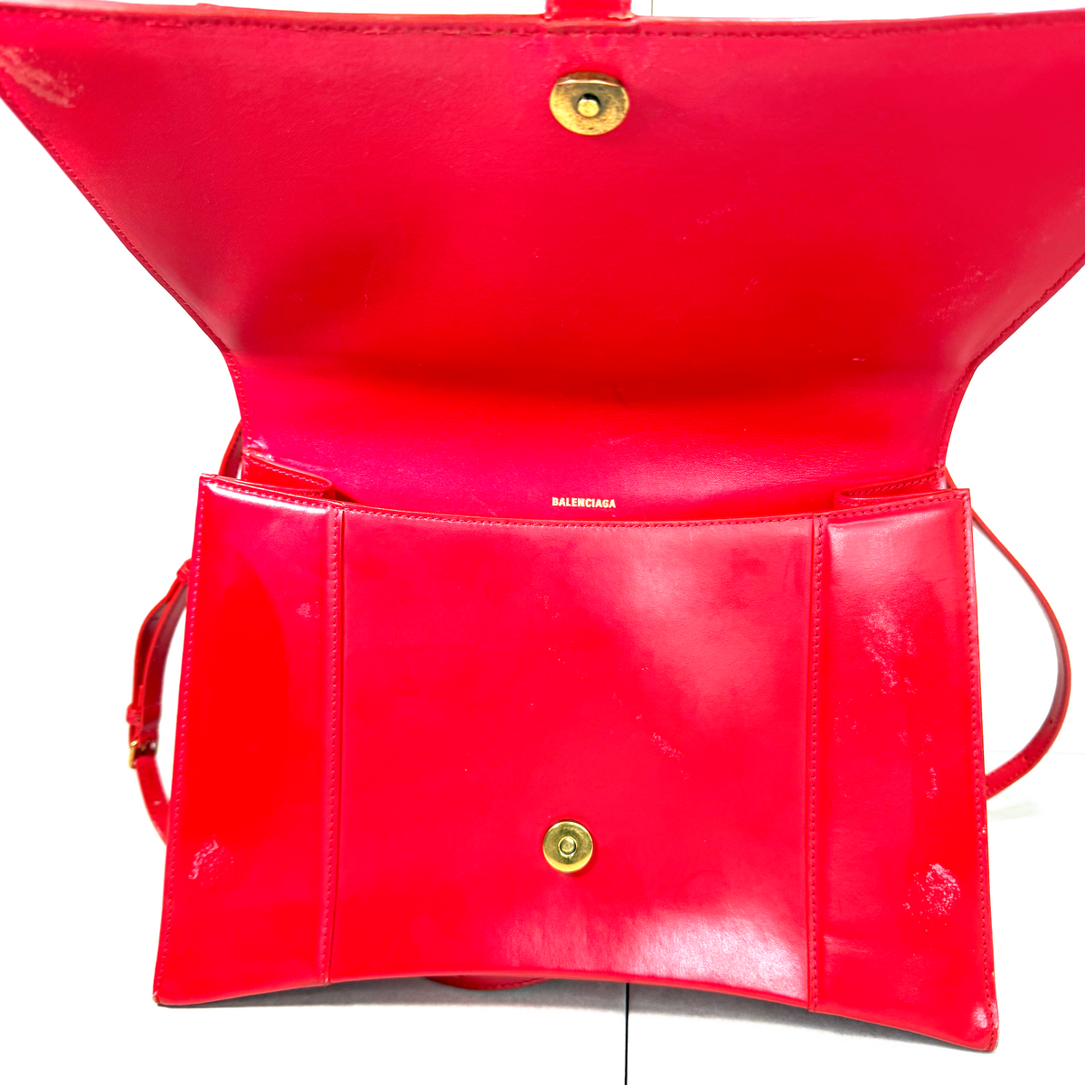 Balenciaga Hourglass Medium Top Handle Bag - Vibrant Red Leather