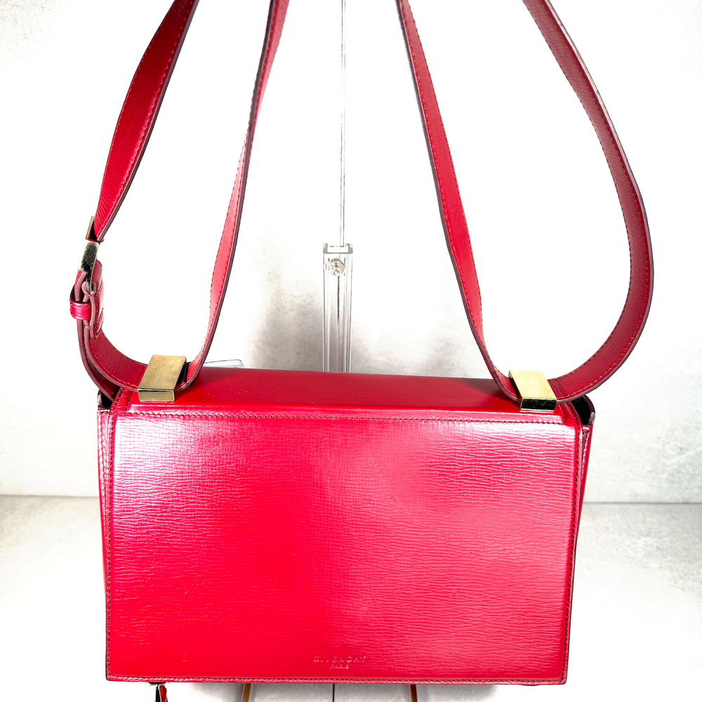 Givenchy Medium Pandora’s Box Crossbody Bag – Red Textured Leather