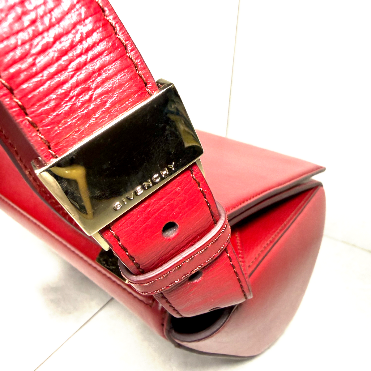 Givenchy Medium Pandora’s Box Crossbody Bag – Red Textured Leather