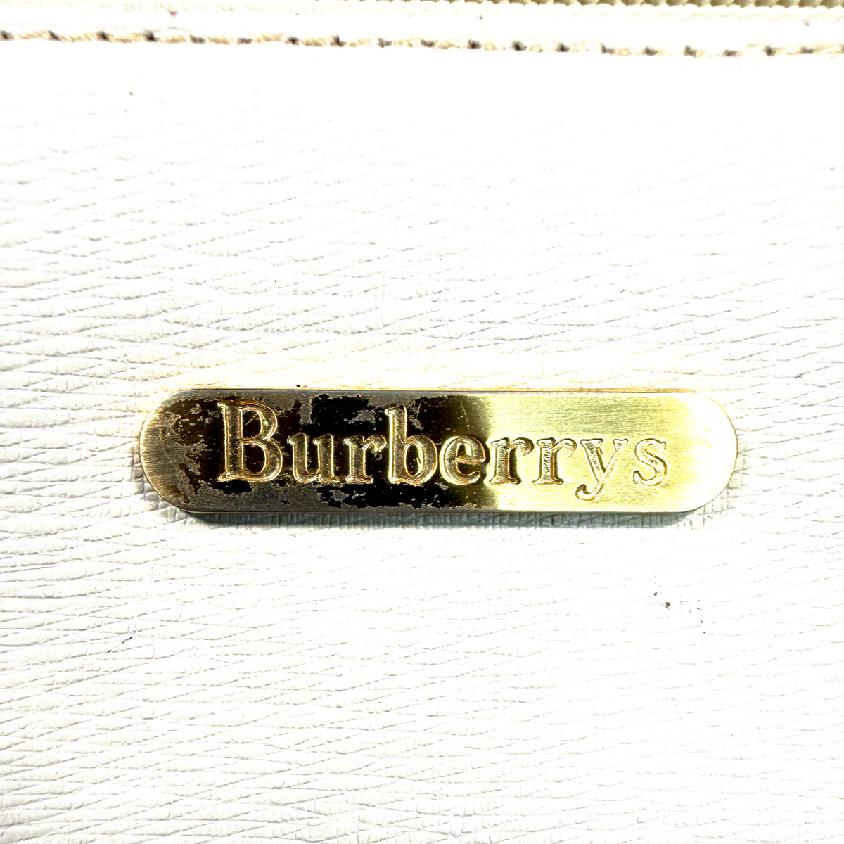 Vintage Burberrys Cream Leather Barrel Bag – 90s Top Handle Cylinder Purse
