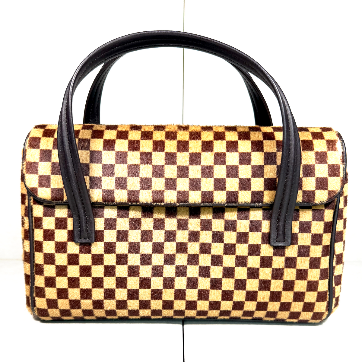 Rare Vintage Louis Vuitton Damier Sauvage Lionne Bag – Calf Hair Top Handle