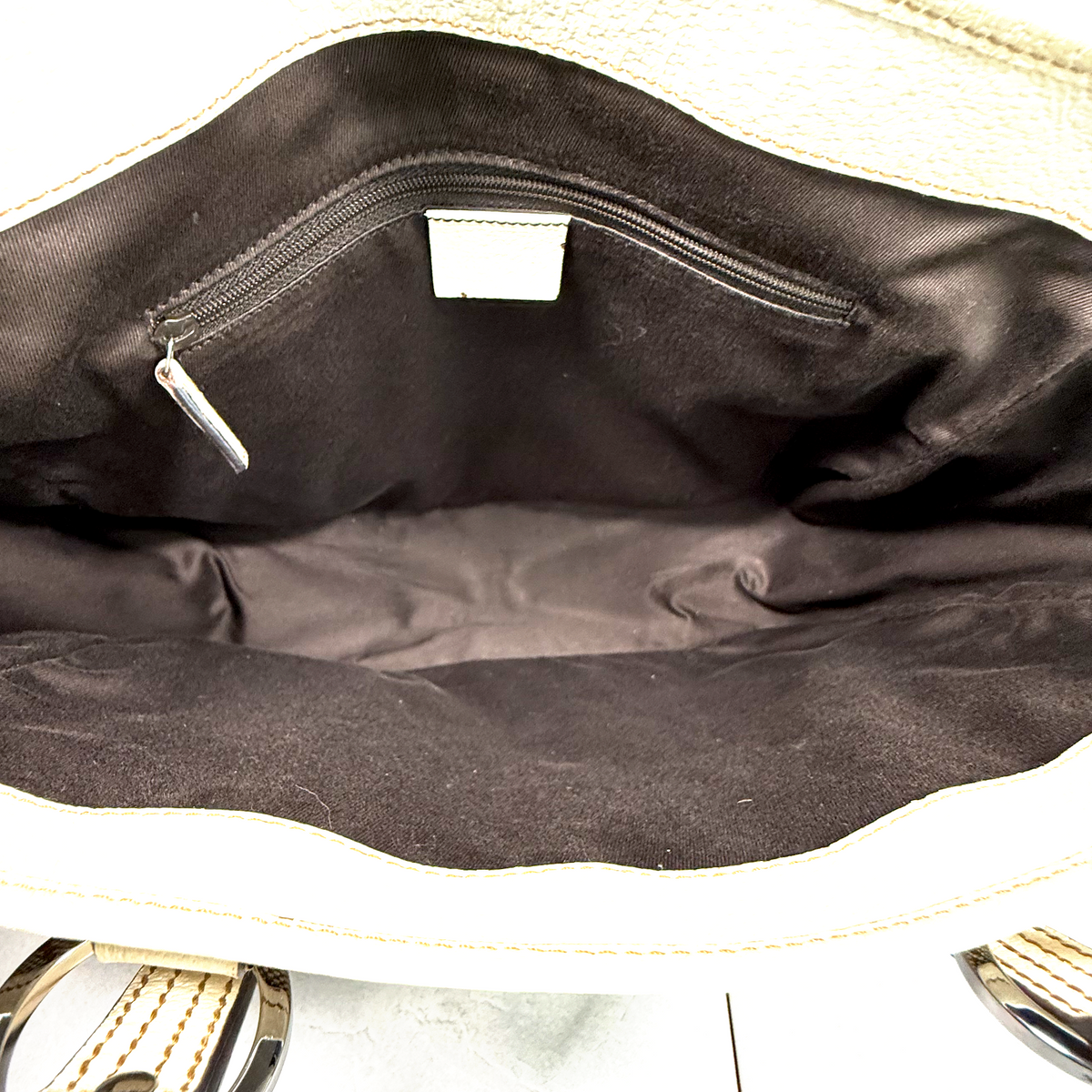 Vintage Gucci GG Canvas Shoulder Tote Bag – Off-White Leather Trim