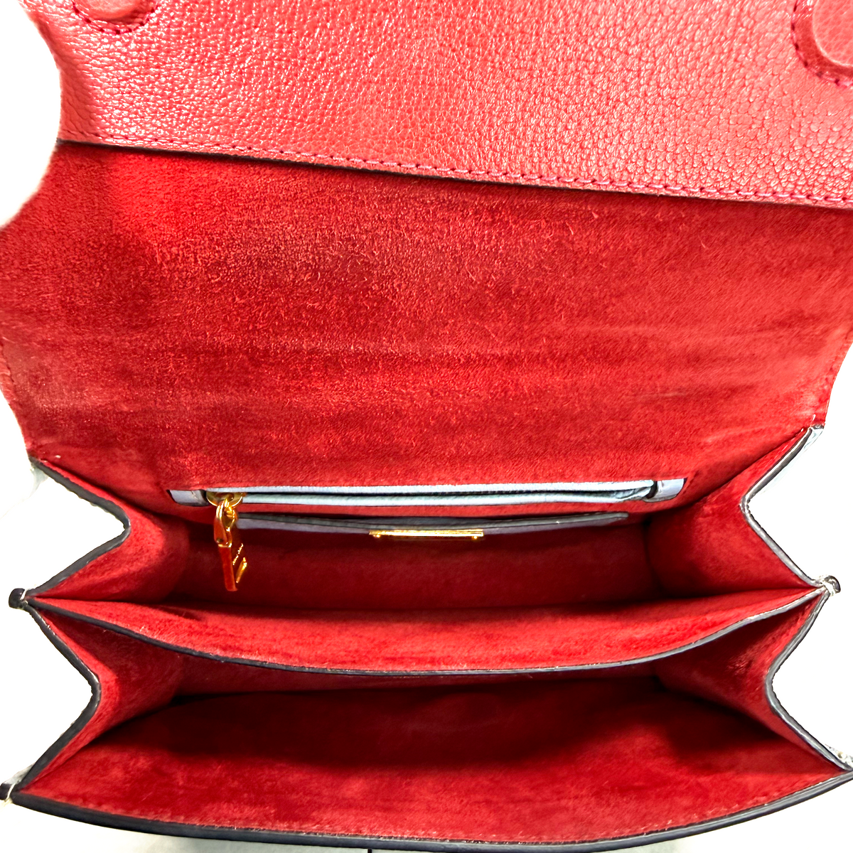 Miu Miu Red & Light Blue Madras Leather Flap Shoulder Bag