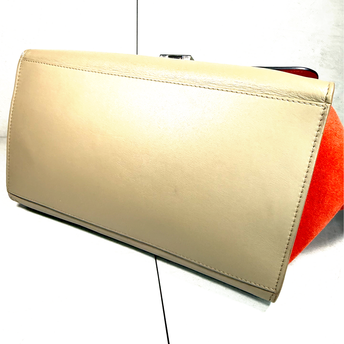 Phoebe Philo Old Céline Tri-Color Trapeze Bag – Black, Taupe & Red Suede