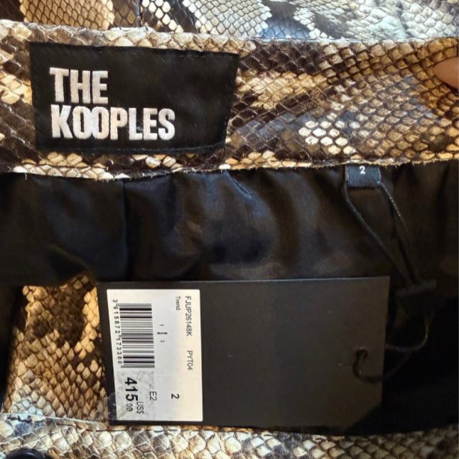 The Kooples Snakeskin Print Calfskin Leather Mini Skirt - French size 2 (US size 6)