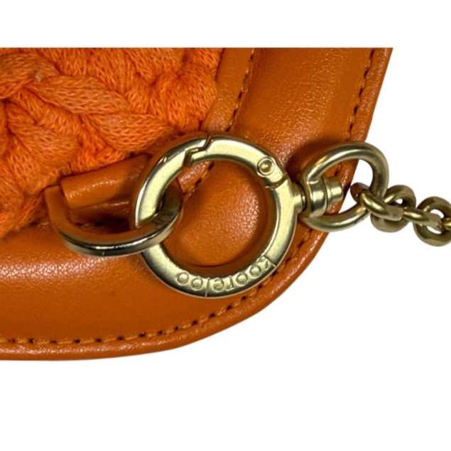 Kooreloo Orange Crochet Leather Frame Clutch
