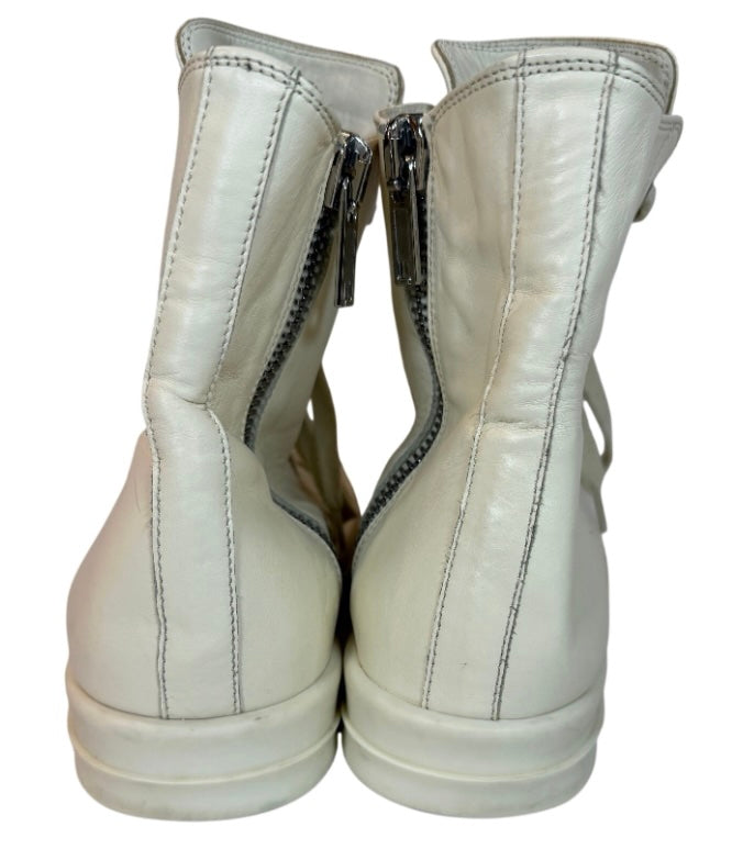 Rick Owens Milk Leather High Top Ramones Sneakers Size 37