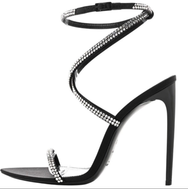 Saint Laurent Crystal Embellished Satine Sandals Size 41