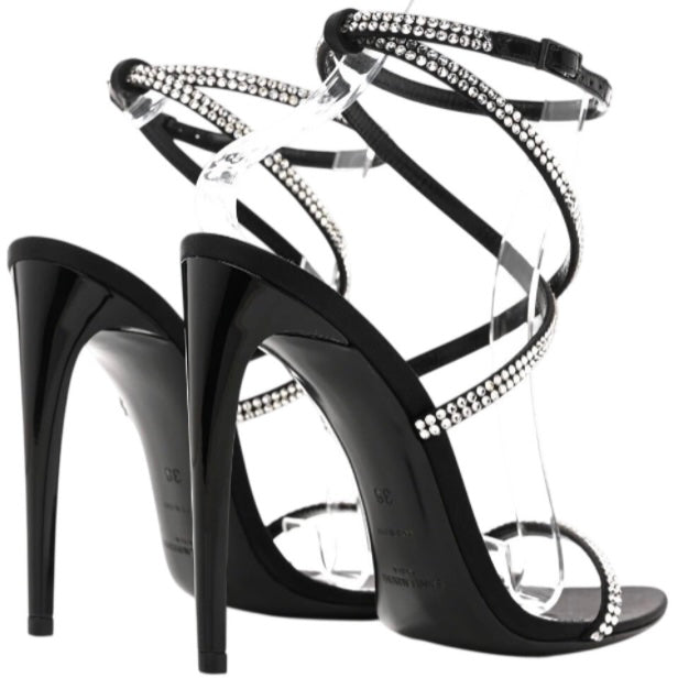 Saint Laurent Crystal Embellished Satine Sandals Size 41