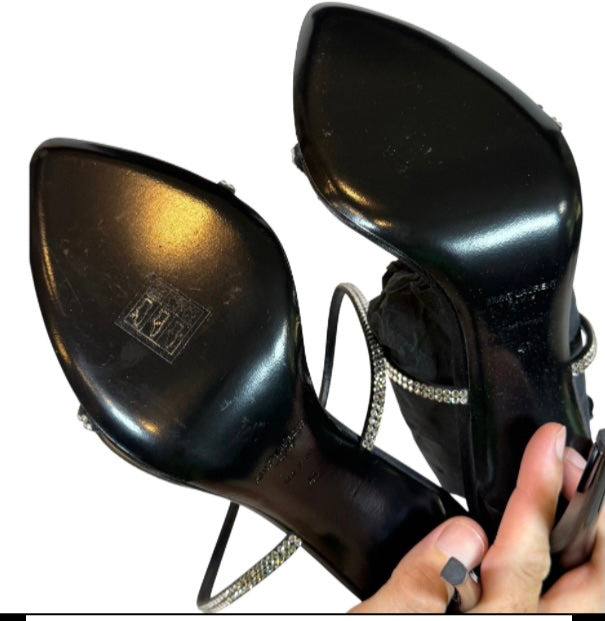 Saint Laurent Crystal Embellished Satine Sandals Size 41
