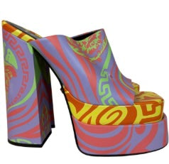 Versace Medusa Music Platform Mules Size 37